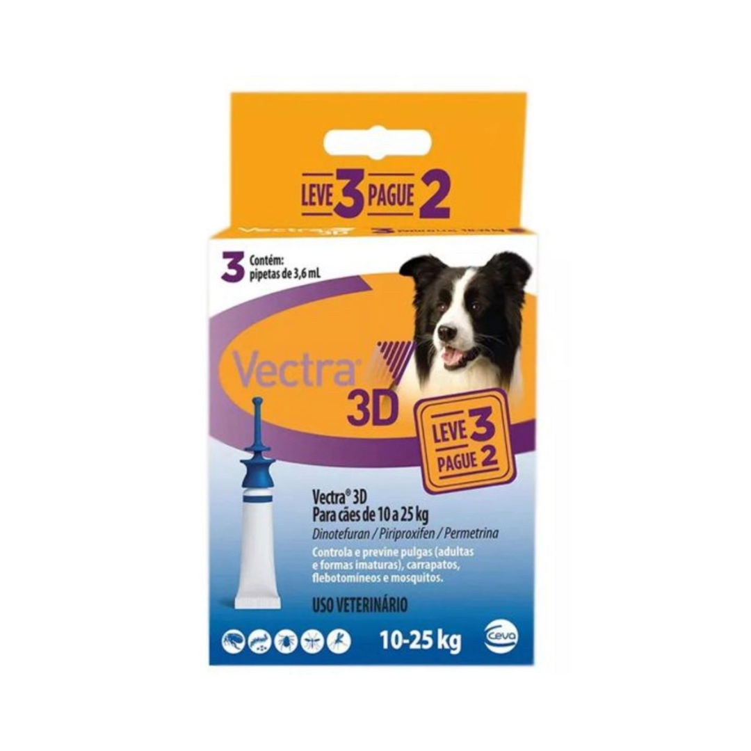 Vectra 3d Antipulga Cães 10 a 25kg Combo Leve 3 Pague 2