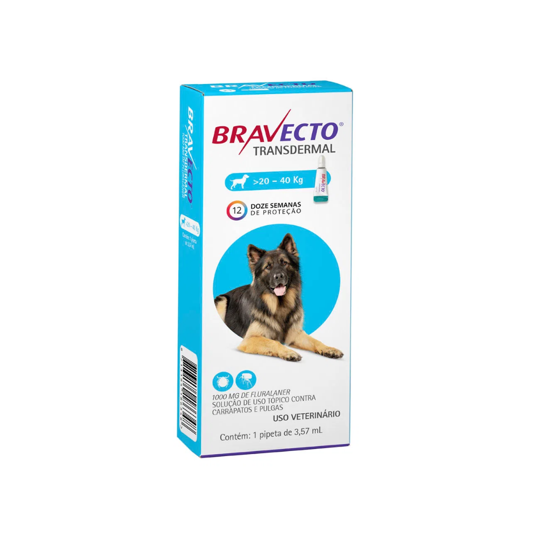 Bravecto Transdermal Cães 20 a 40 kg Pipeta Antipulgas