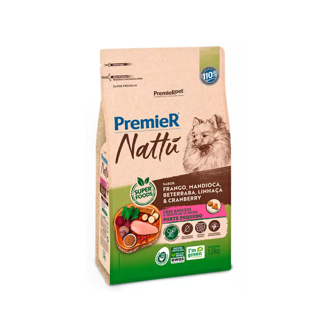 Premier Nattu Adultos 1Kg Frango e Mandioca