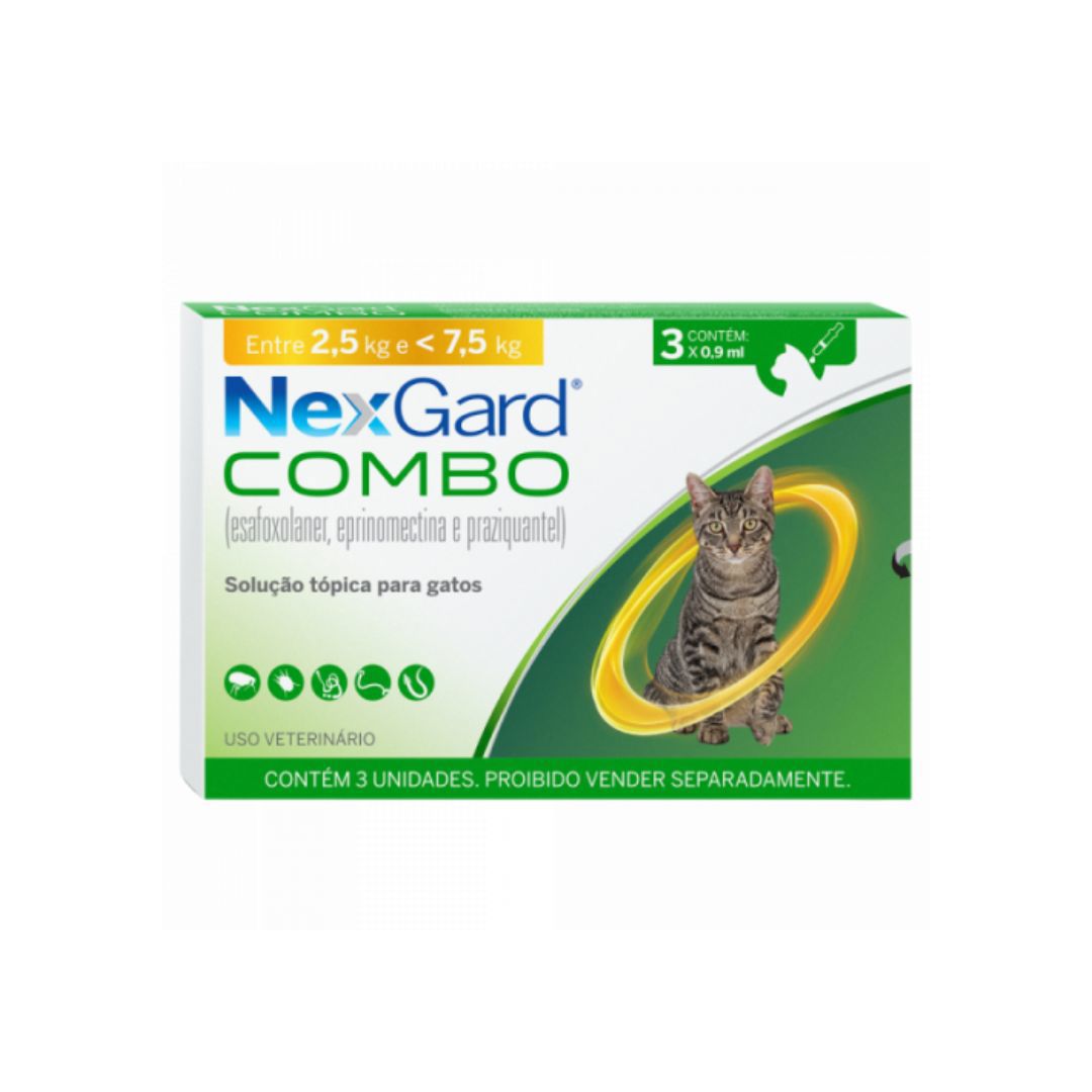 Nexgard Combo Gatos 2,5 a 7,5kg Antipulgas 3 Pipetas