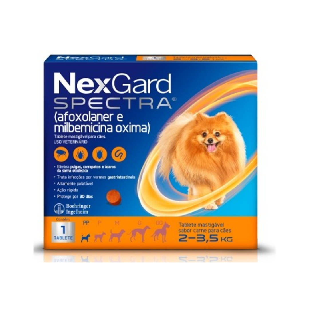 Nexgard Spectra Antipulgas e Vermifugo Cães 2 a 3,5kg 1 Comprimido