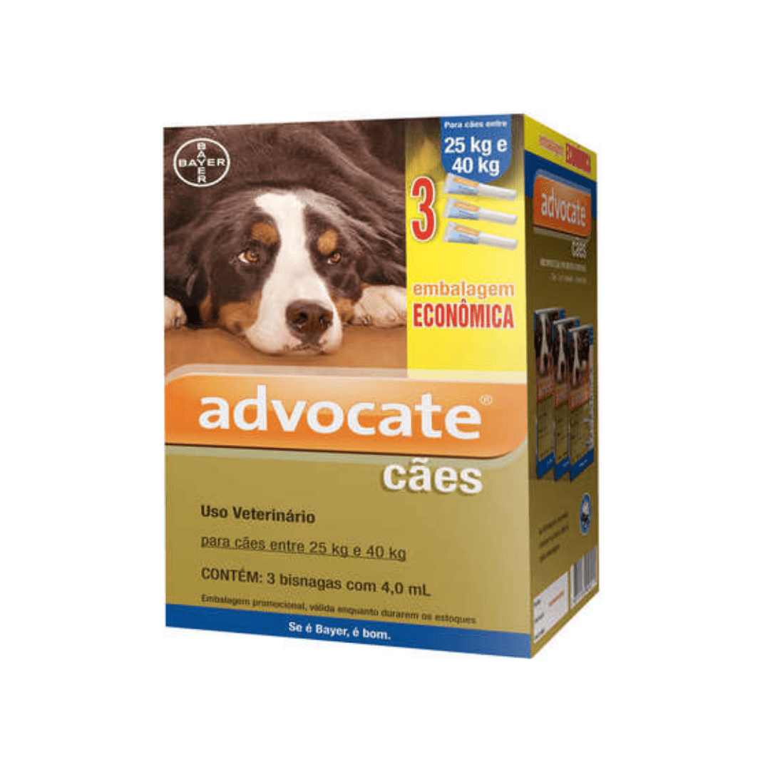 Advocate Cães 25 A 40kg Combo 3 Pipetas