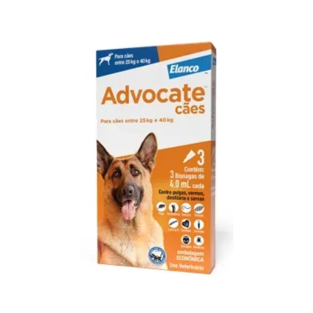 Advocate Cães 25 A 40kg Combo 3 Pipetas