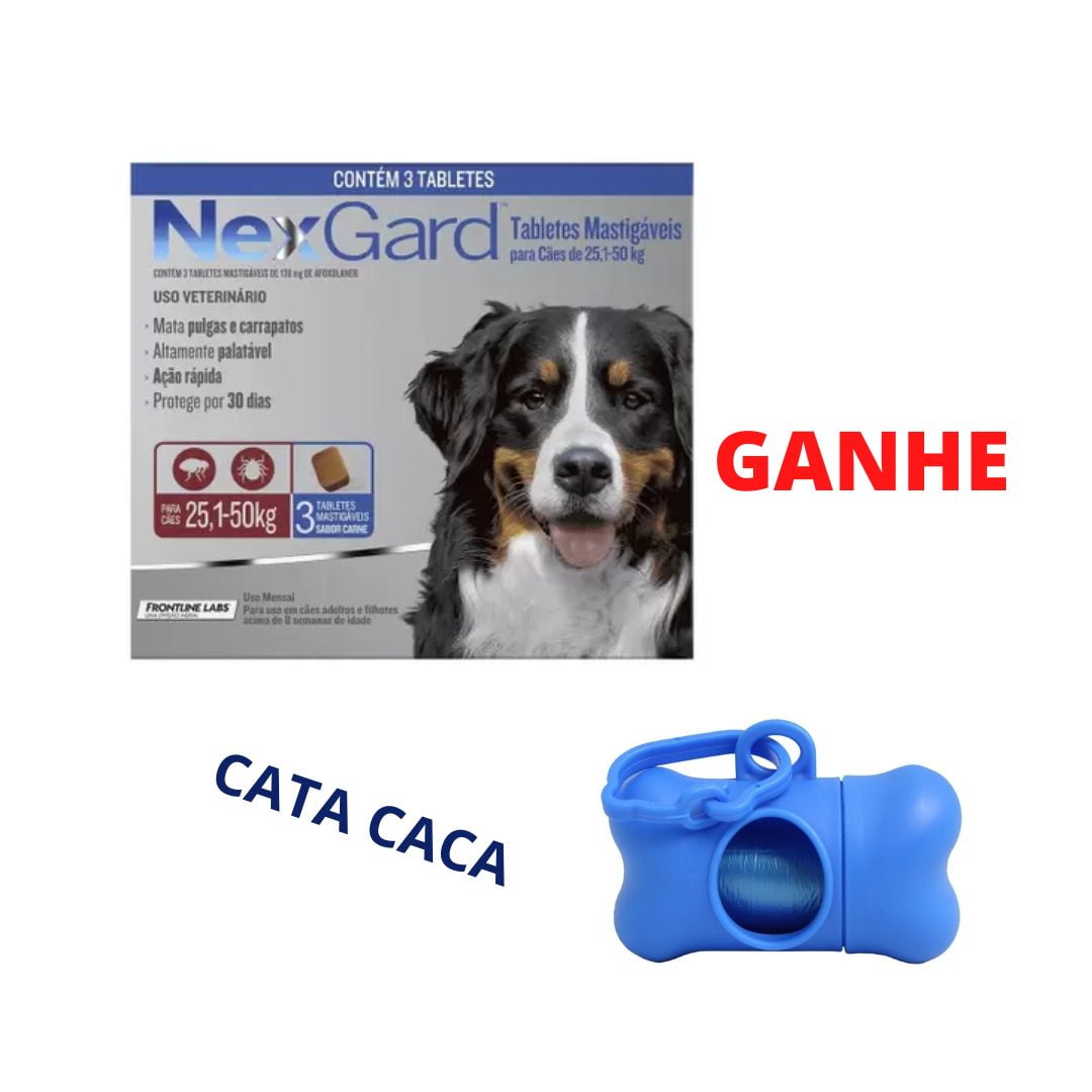 Nexgard Antipulgas Cães 25 A 50kg Combo 3 Comprimidos + BRINDE