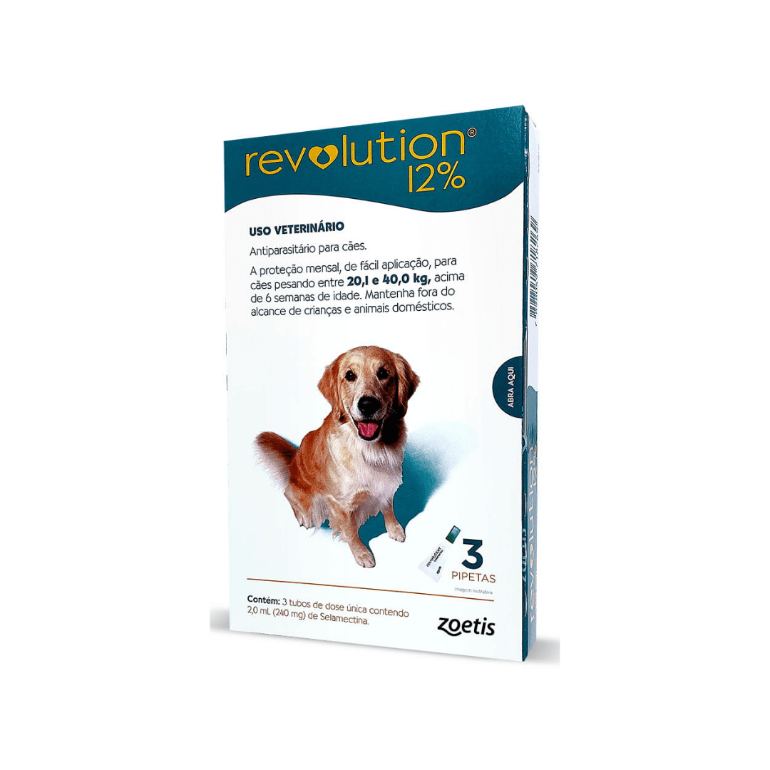Revolution Antipulgas Cães 20 a 40kg (240mg) 3 Pipetas