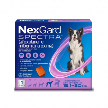 Nexgard Spectra Antipulgas e Vermifugo Cães 15 a 30kg 1 Comprimido