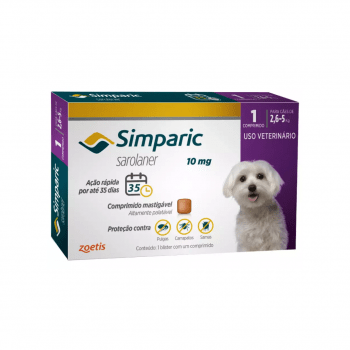 Simparic 10mg Antipulgas Cães 2,6 A 5 Kg 1 Comprimido