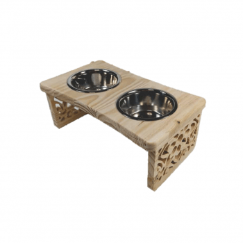 Comedouro e Bebedouro Inox com Suporte MDF Cobogo Medio
