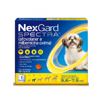 Nexgard Spectra Antipulgas e Vermifugo Cães 3,6 a 7,5kg 1 Comprimido