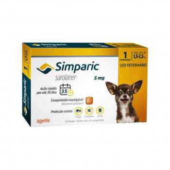 Simparic 5mg Antipulgas Cães 1,3 A 2,5 Kg 1 Comprimido