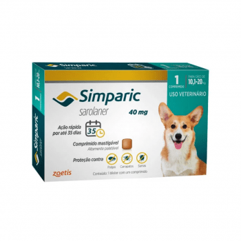 Simparic 40mg Antipulgas Cães 10 A 20 Kg 1 Comprimido