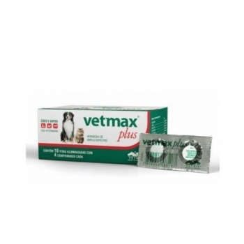 Vetmax Plus Vermifugo Cães 10kg Hospitalar 40 comprimidos