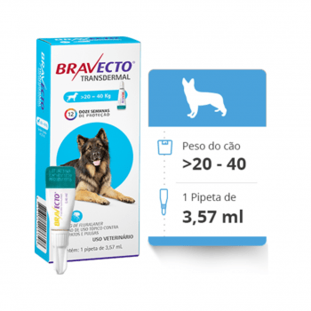 Bravecto Transdermal Cães 20 a 40 kg Pipeta Antipulgas