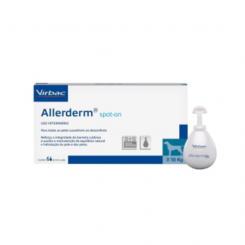 Allerderm 4ml 6 Pipetas Spot On Cães Acima 10kg