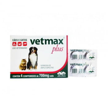 Vetmax Plus Vermifugo Cães 10kg 4 Comprimidos