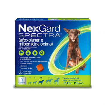 Nexgard Spectra Antipulgas e Vermifugo Cães 7,6 a 15kg 1 Comprimido