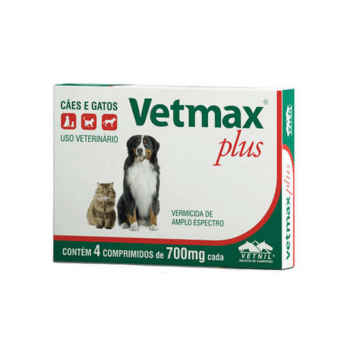 Vetmax Plus Vermifugo Cães 10kg 4 Comprimidos