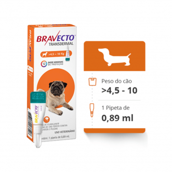 Bravecto Transdermal Cães 4,5 a 10 kg Pipeta Antipulgas