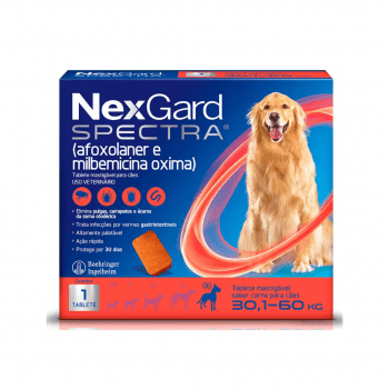 Nexgard Spectra Antipulgas e Vermifugo Cães 30 a 60kg 1 Comprimido