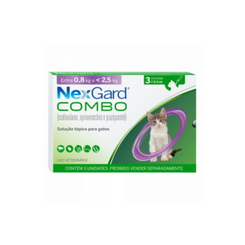 Nexgard Combo Gatos 0,8 a 2,5kg Antipulgas 3 Pipetas