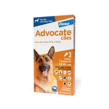 Advocate Cães 25 A 40kg Combo 3 Pipetas