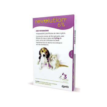 Revolution Antipulgas Cães e Gatos Até 2,5kg (15mg) 3 Pipetas