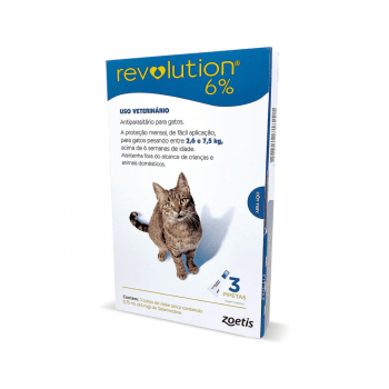 Revolution Antipulgas Gatos 2,6 A 7,5kg (45mg) 3 Pipetas