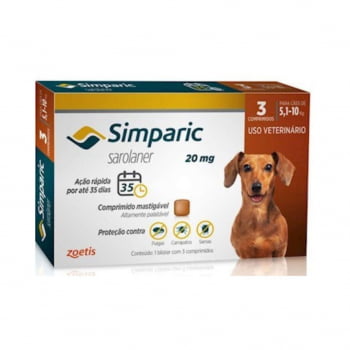 Simparic 20mg Antipulgas Cães 5 A 10 Kg 3 Comprimidos