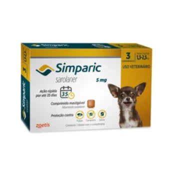 Simparic 5mg Antipulgas Cães 1,3 A 2,5 Kg 3 Comprimidos