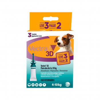 Vectra 3d Antipulgas Cães 4 a 10kg Combo Leve 3 Pague 2