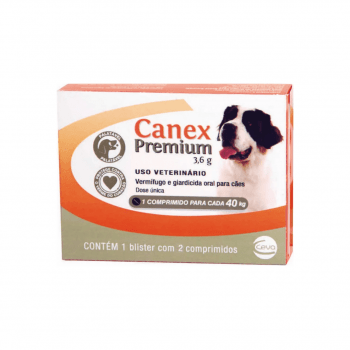 Canex Premium 3,6g Vermifugo Cães até 40kg 2 Comprimidos